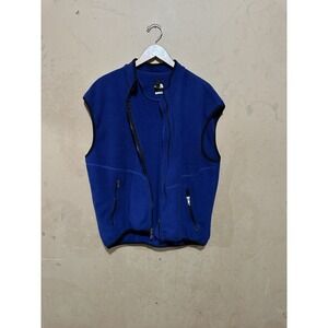 Vintage 90s The North Face Blue Fleece‎ Full Zip Vest Made In USA Lightweight XL
